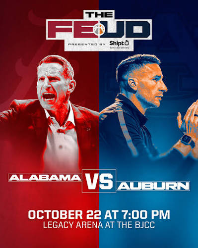 The Feud — Alabama vs. Auburn mens basketball, October 22 at 7 PM, Legacy Arena at the BJCC